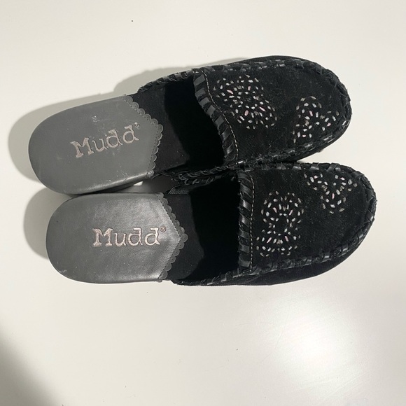 MUDD Vintage Y2K 90s Rosey Black Mule Clog Platform Chunky Slide Studded Shoe - Picture 7 of 11